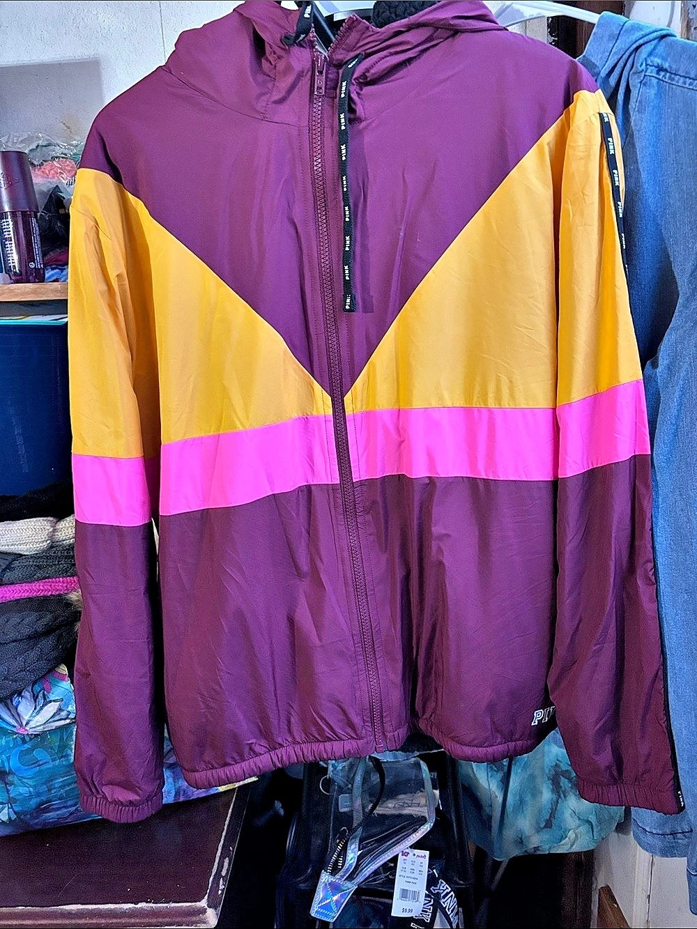 Victoria's Secret PINK Colorblock Sherpa Lined Windbreaker Jacket
